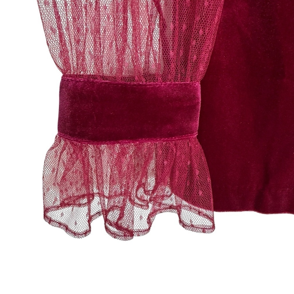 NWT Anthropologie Endless Rose Velvet and Lace Romper Wine Size S - Picture 4 of 12